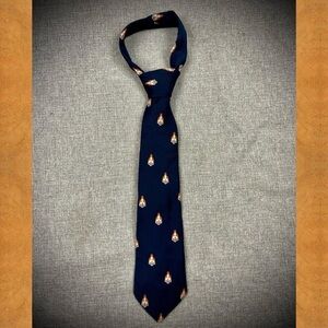 Vintage 60s 70s Mod Skinny Tie Navy Blue Abstract Novelty Print Necktie